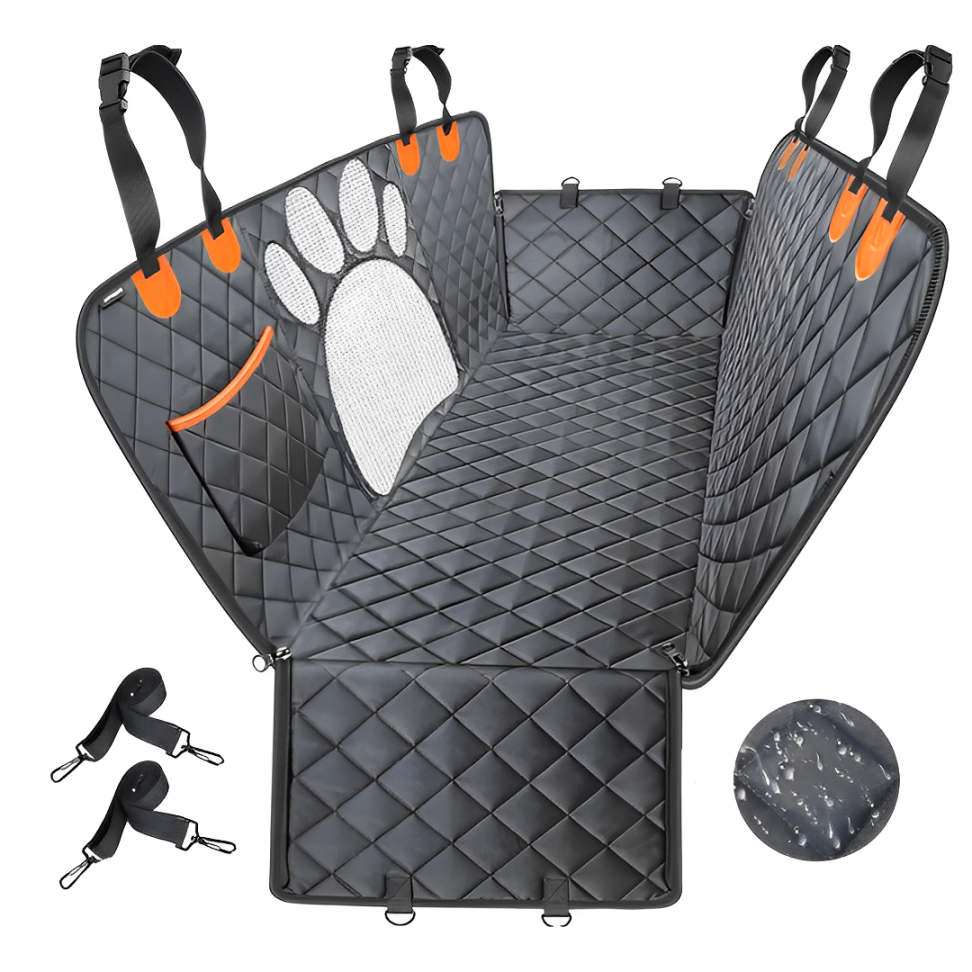 Premium Dog Car Seat Protector- 100% Waterproof, Scratch-Resistant & Non-Slip with Mesh Window & Side Flaps