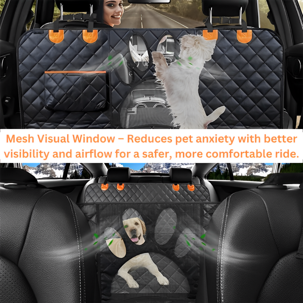 Premium Dog Car Seat Protector- 100% Waterproof, Scratch-Resistant & Non-Slip with Mesh Window & Side Flaps