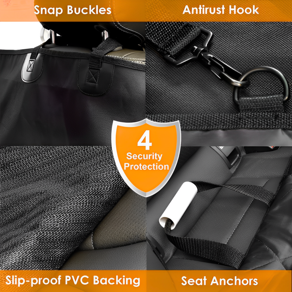 Premium Dog Car Seat Protector- 100% Waterproof, Scratch-Resistant & Non-Slip with Mesh Window & Side Flaps