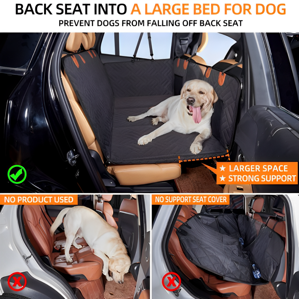 Premium Dog Car Seat Protector- 100% Waterproof, Scratch-Resistant & Non-Slip with Mesh Window & Side Flaps